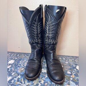 Vintage Dan Post Black Bullhide Western Boots 9D